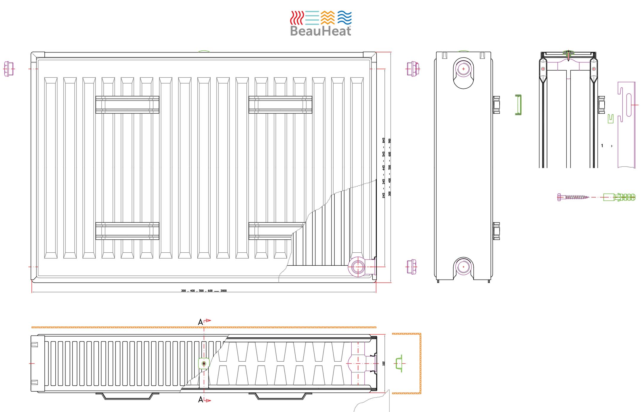 Radiateur type 22 90 x 100 cm 2325 Watt