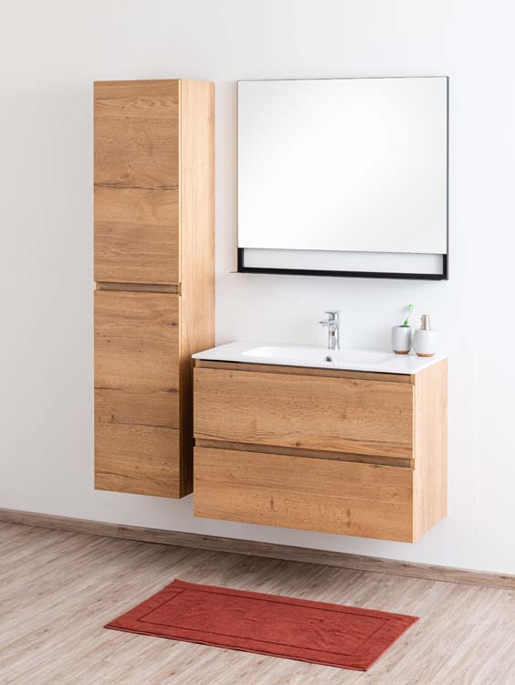 Badmeubel Daria eik goudbruin 900 mm wastafel glans Badmeubel Daria eik goudbruin 900 mm wastafel glans