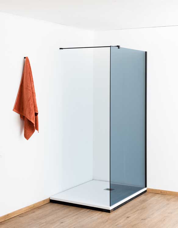 Douche de plain-pied Anais 107 x 200 cm verre gris - noir
