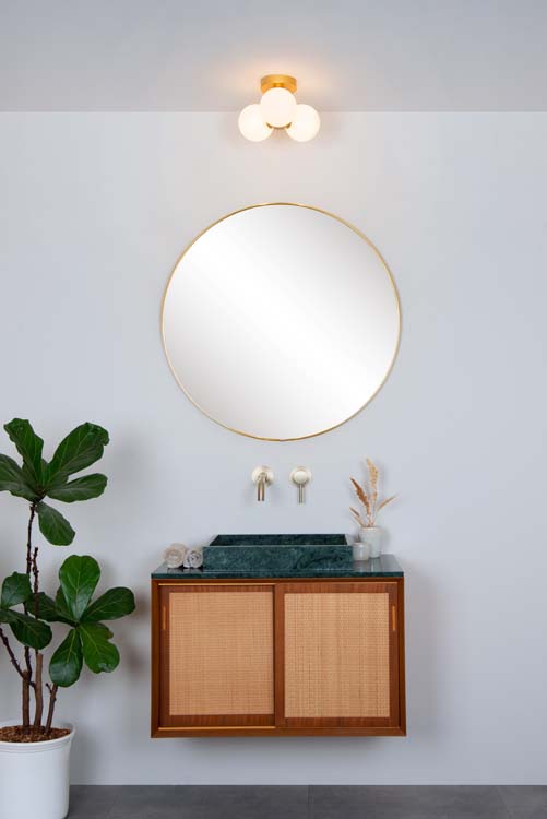 Plafonnier Salle de bains - Ø 28 cm - 3xG9 - IP44 - Or Mat / Laiton