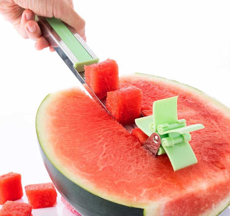 Watermeloenblokjes snijder RVS groen