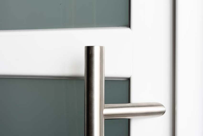 Buitendeur 3 delen PVC helder glas wit 980x2180mm rechtstrekkend