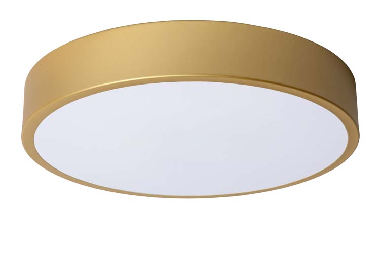 Lucide UNAR - Plafonnière - Ø 30 cm - LED Dimb. - 1x18W 2700K - 3 StepDim - Mat Goud / Messing