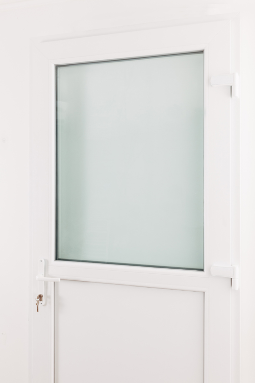 Porte extérieure pvc blanche/blanche demi-vitrée 3D lux D SUR MESURE