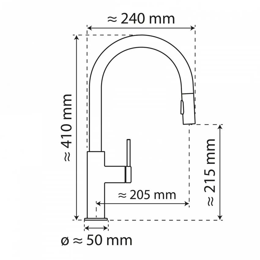 Keukenkraan Wasserwerk WK 13 Sphere inox-look met uittrekbare uitloop