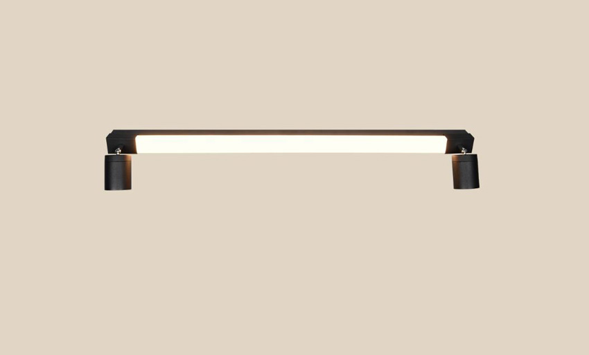 Wandlamp - zwart - 90x18x6cm - LED + GU10 - 1x9W + 2x max. 5W - 2300/3000/4000K - IP44