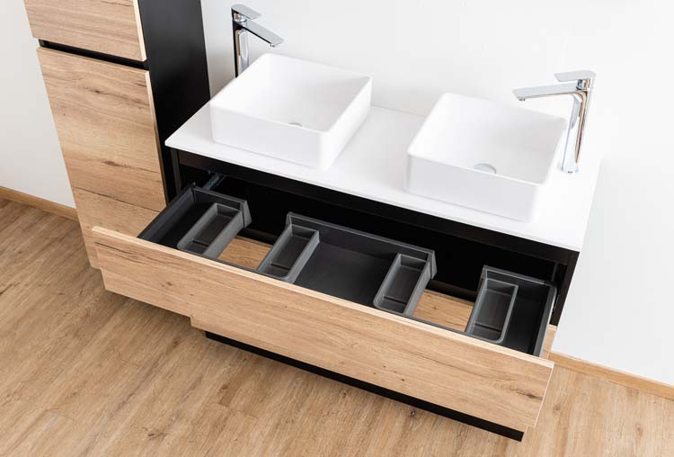 Meuble de salle de bains Dotan chêne sur pied avec plateau mat 120cm