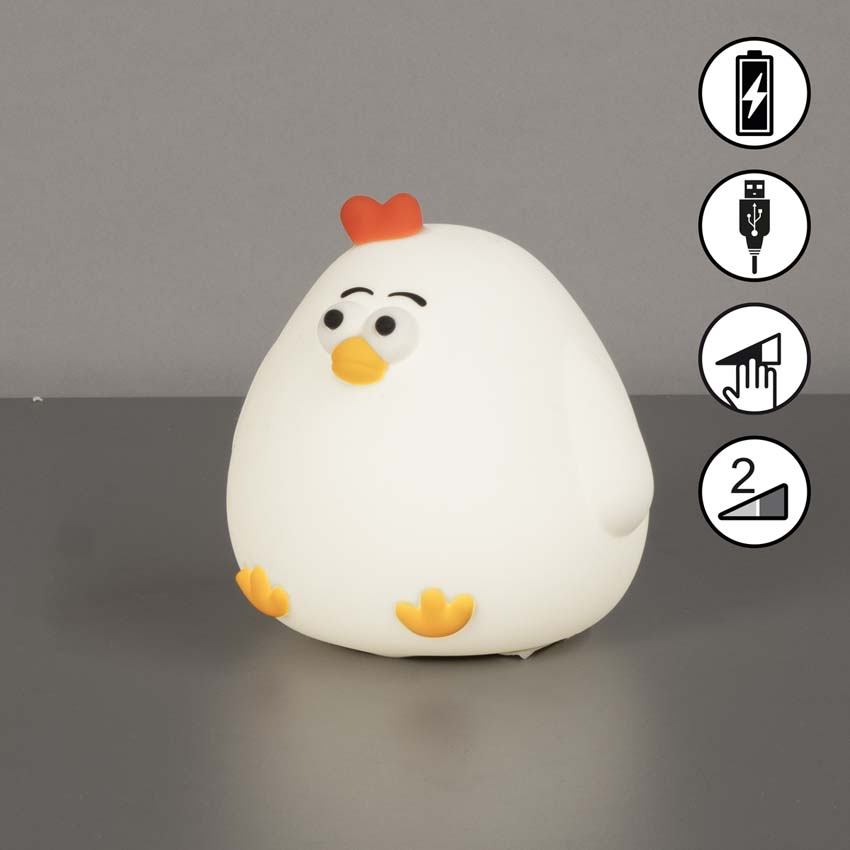 Tafellamp Kip - Wit - 11,5x10x11cm - Dimbaar - LED - 1x0,4W - RGB 3000K - met batterij en timer