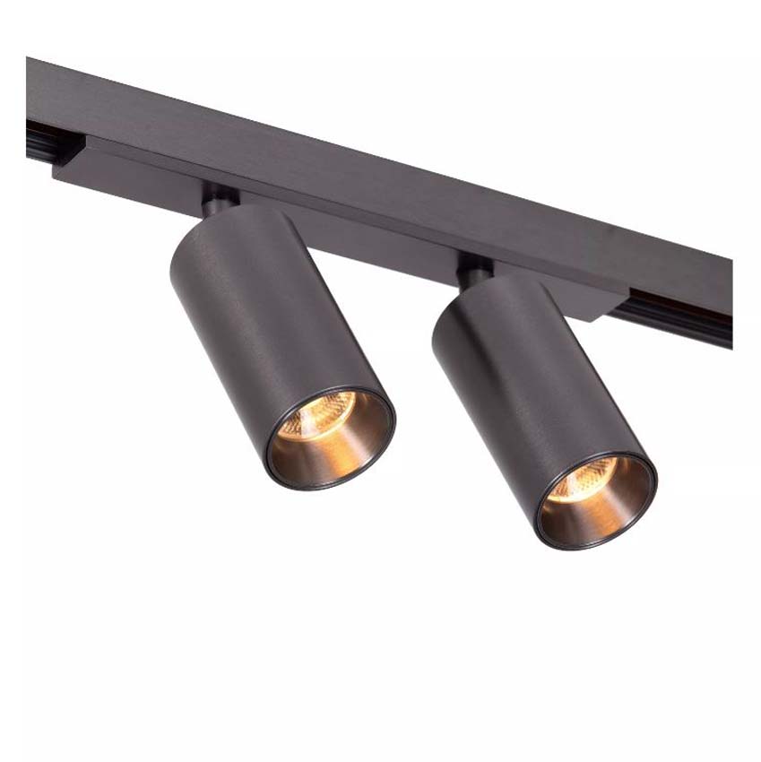 Lucide Premium Linial Bixx Railspot - 1-fase Railsysteem / Smart Railverlichting - 48V - 2xLED Dimbaar - Mat Zwart Chroom