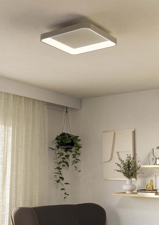 Plafonnier - Blanc - 35x35cm - Dimmable - LED - 1x18W - 2700-6500K - télécommande