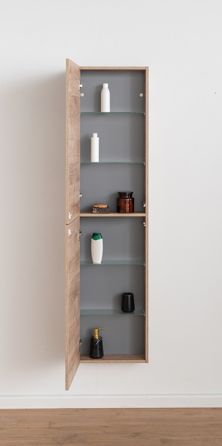 Kolomkast Raf houtlook honingeik hangend 170x41,6x14,6cm