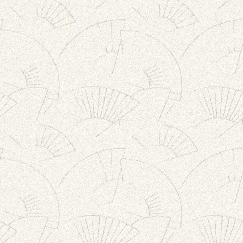 Vinyle sur papier peint intissé blanc + éventails 0,53x10m