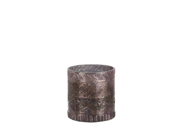 Photophore Boho verre antique saumon H11 cm