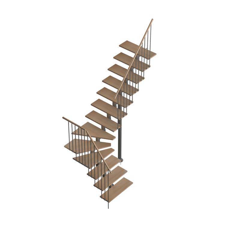 Rampe hêtre pour escalier Dessau quart tournant