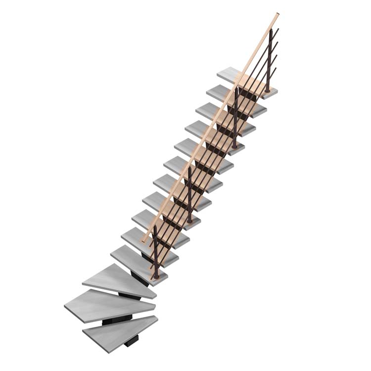 Rampe hêtre pour escalier Flieden quart tournant