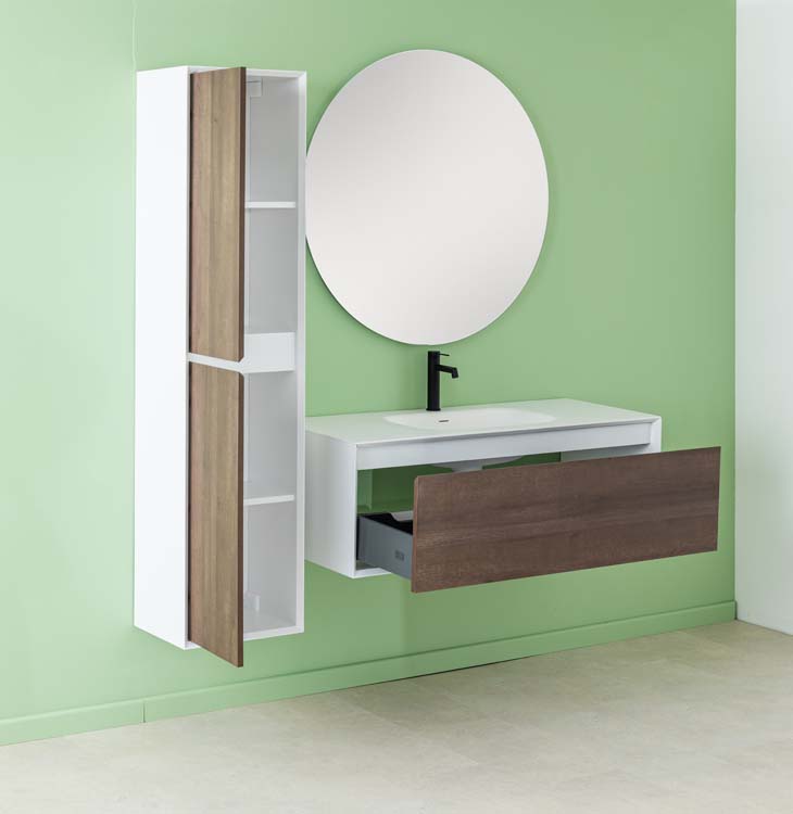 Meuble de salle de bains Ace suspendu avec lavabo simple blanc mat 120cm