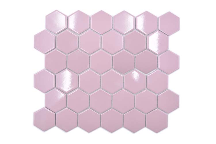 Mosaïque Hexagon vieux rose brillant 32,5x28,1cm