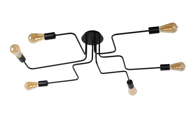 Plafonnier - noir - 100x75x20cm - 6xE27