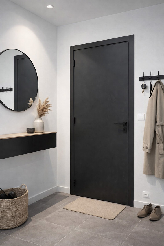 Complete binnendeur Robusto zwart mat 201,5x78cm tubespaan omkeerbaar + deurkast 16,5cm