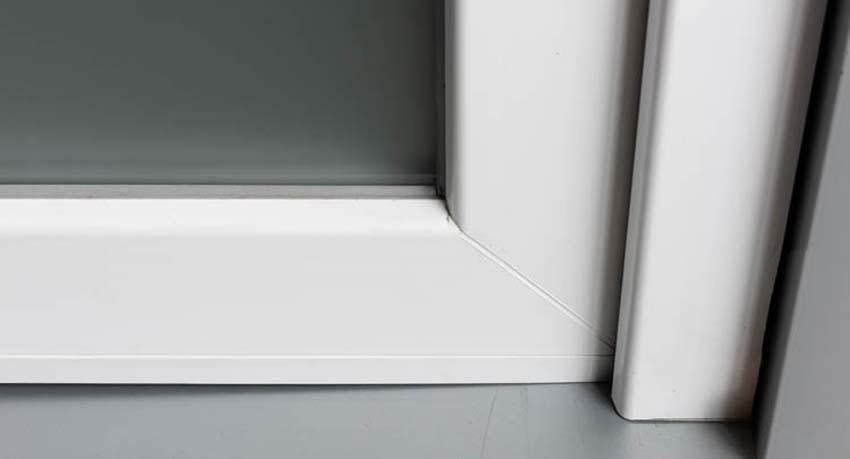 Buitendeur 3 delen PVC helder glas wit 980x2180mm rechtstrekkend