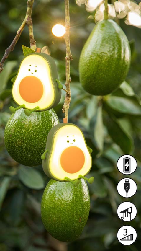 Tafellamp Avocado - Groen - 11x9,5x13,5cm - Dimbaar - LED - 1x0,4W - RGB 3000K - met batterij en timer