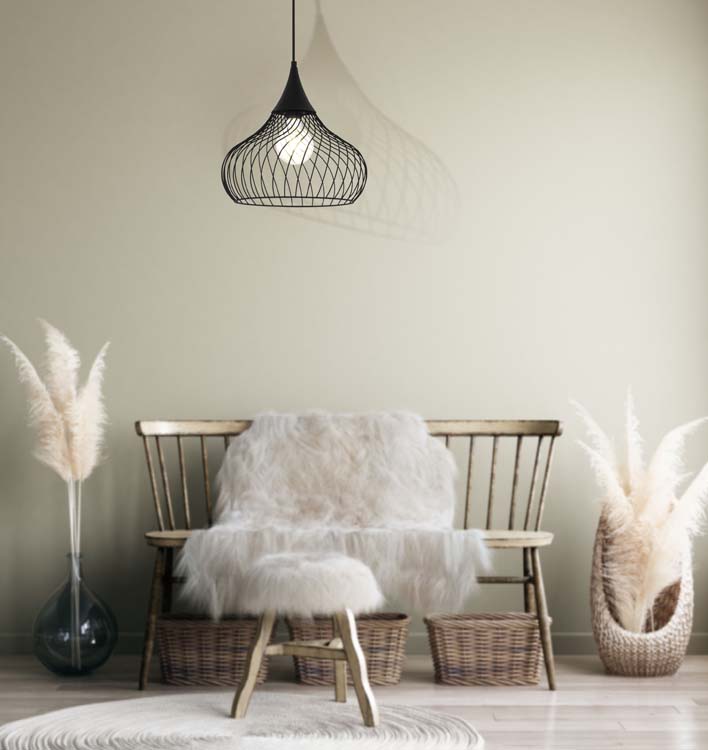 Suspension noir corde E27 40W