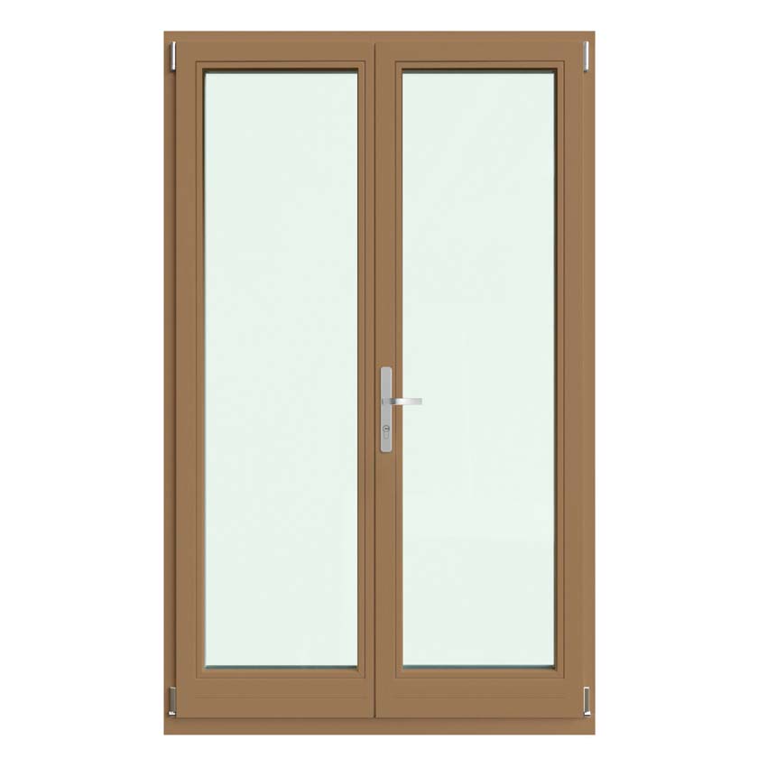 Fenêtre terasse Meranti Vardelux 2 vantaux 68mm naturel 1400x2150mm