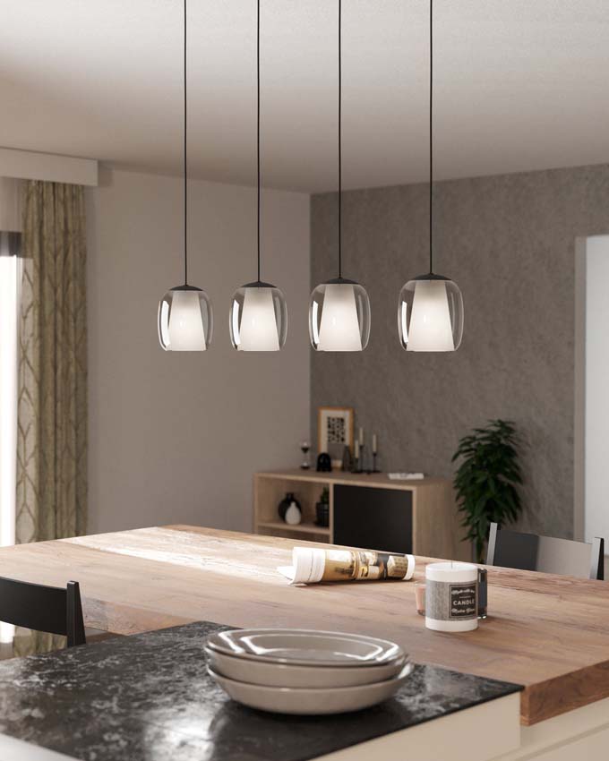 Suspension - Noir - L97,5cm - Dimmable - E27 - 4x40W