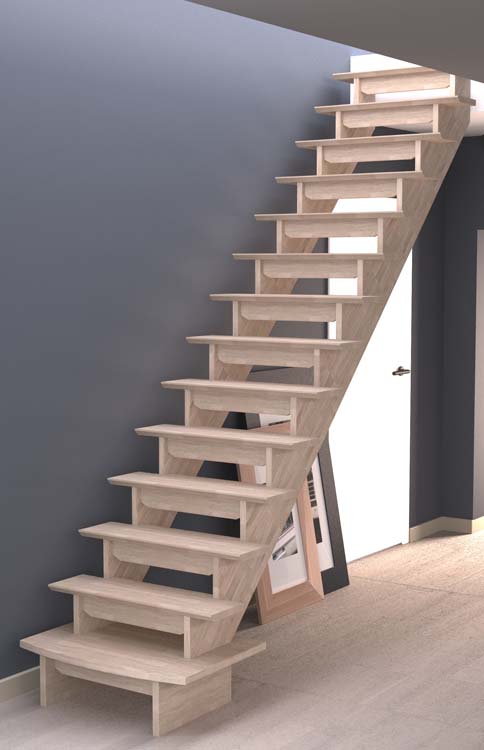 Trap eik Jena recht 280x85 cm met halve tegentreden