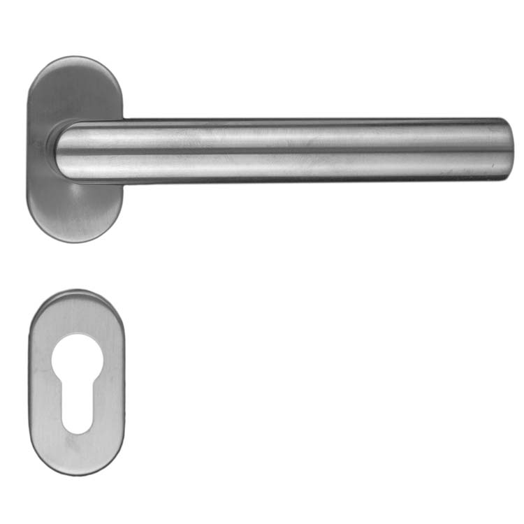 Poignée de porte pro prof belluno 19mm inox plus rosace cylindre