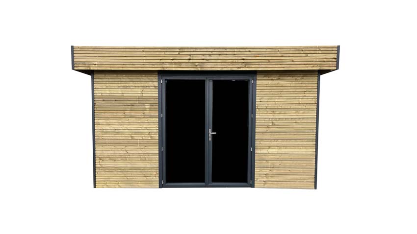 Studio de jardin Amelia L bois de pin naturel 390x300x236cm double porte