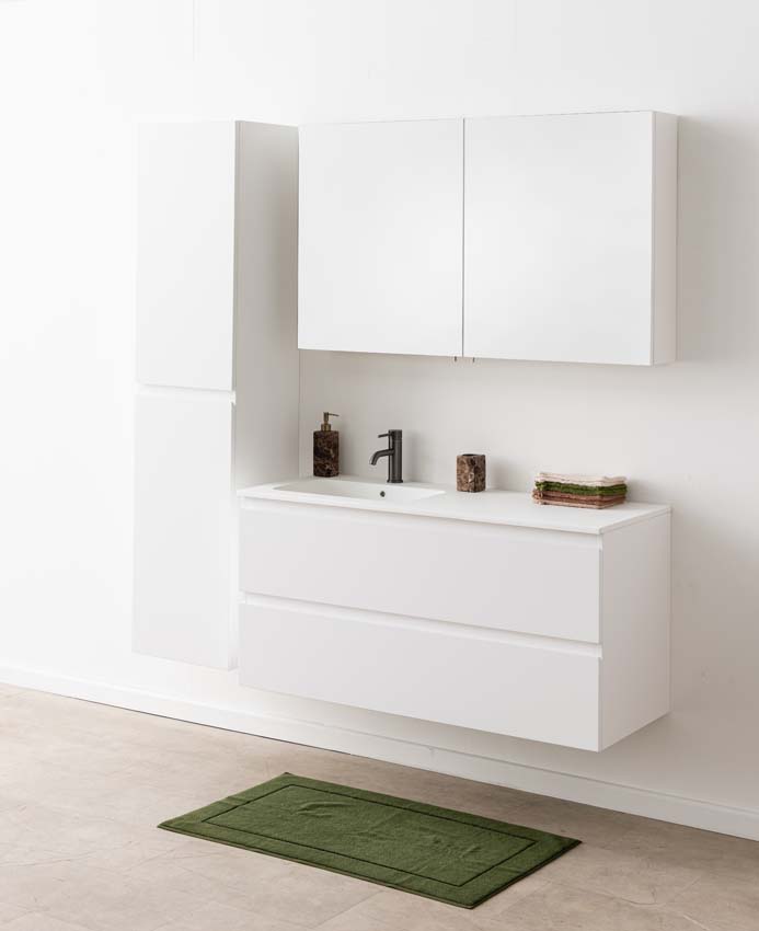 Badkamermeubel Tibo wit met enkele wastafel mat wit 120cm