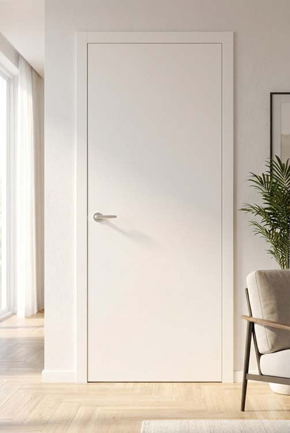 Porte intérieure complète Invisible Flat blanche 201,5x68cm tubulaire gauche + châssis 30cm