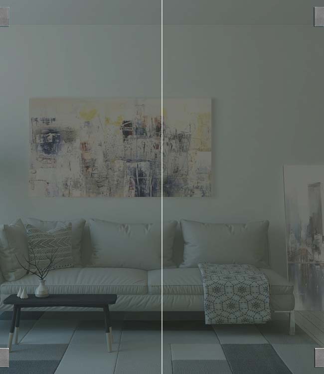 Dubbele glazen binnendeur Sky Grey gerookt glas op maat - scharnieren inox