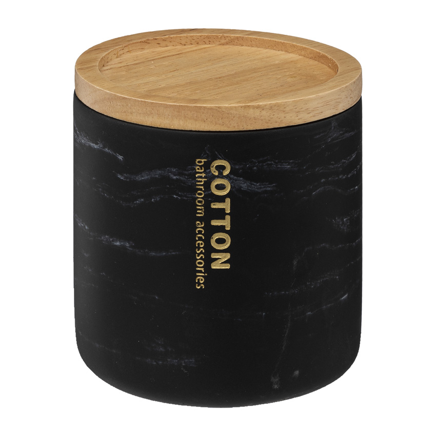 Support pour disques de coton Eliza polyrésine noir 9,8x9,8x11cm