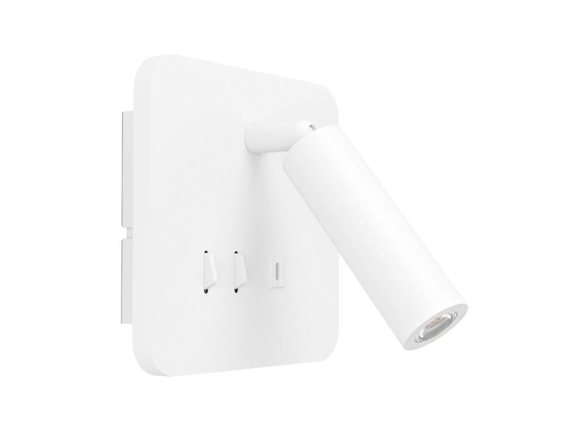 Wandlamp - wit - 14,5x14,5x9,5cm - 3-staps dimbaar - LED - 1x3W - 3000K - USB