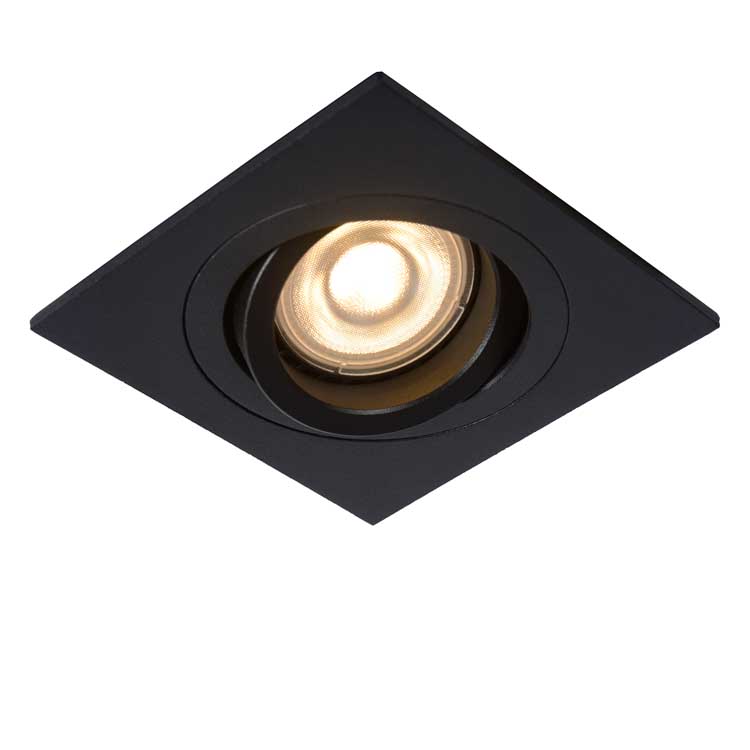 Spot encastrable carré - 1xGU10 - Diam. 9,2cm - Noir