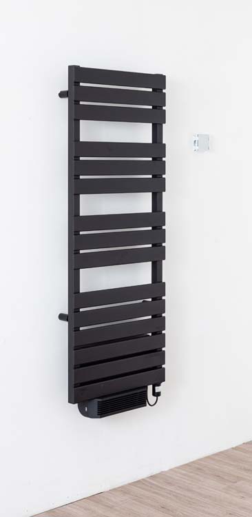 Radiateur électrique Damian avec soufflerie 145 x 55 cm noir 2000w