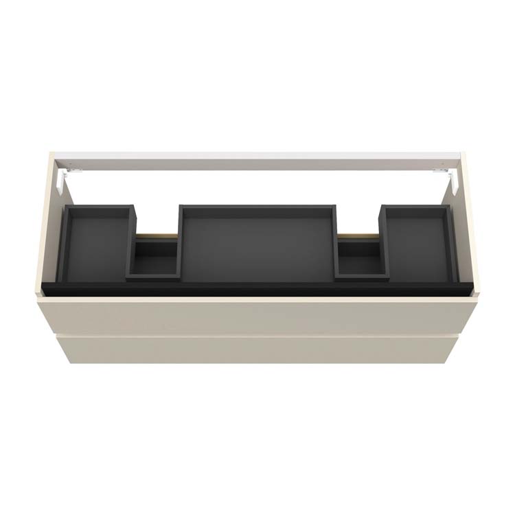 Meuble de salle de bain Abel blanc 2 tiroirs 1200 mm lavabo noir mat