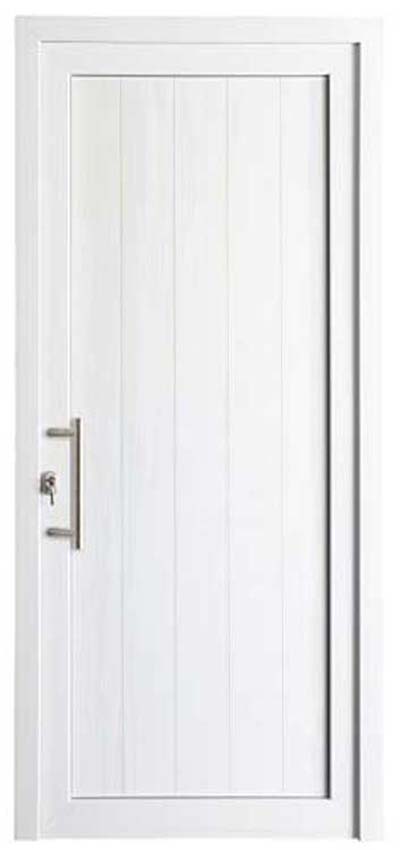 Buitendeur Deceuninck PVC vlak planchetten paneel wit 980x2180mm rechts duwend