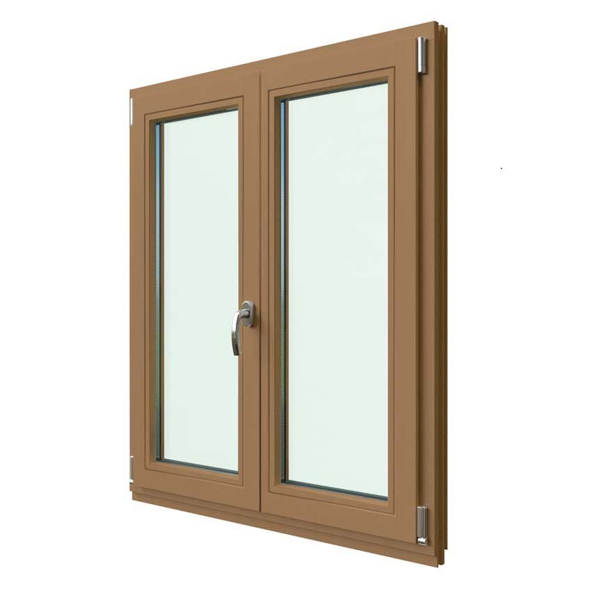 Draaikiepraam 2-vleugel Vardelux Meranti hout 68mm naturel links opendraaiend op maat