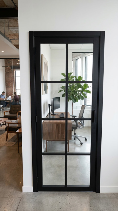 Complete deur 73cm steel look feeling 8R helder glas 201.5cm