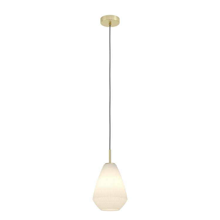 Lampe suspendue pied or verre satiné E27
