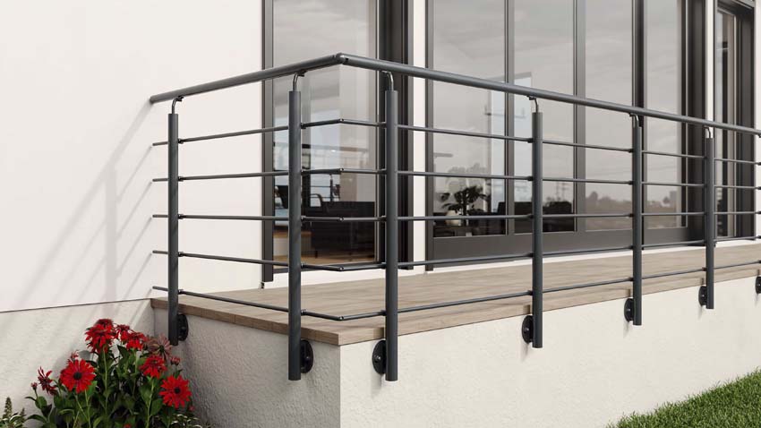 Kit garde-corps Grode aluminium anthracite 150cm fixation latérale