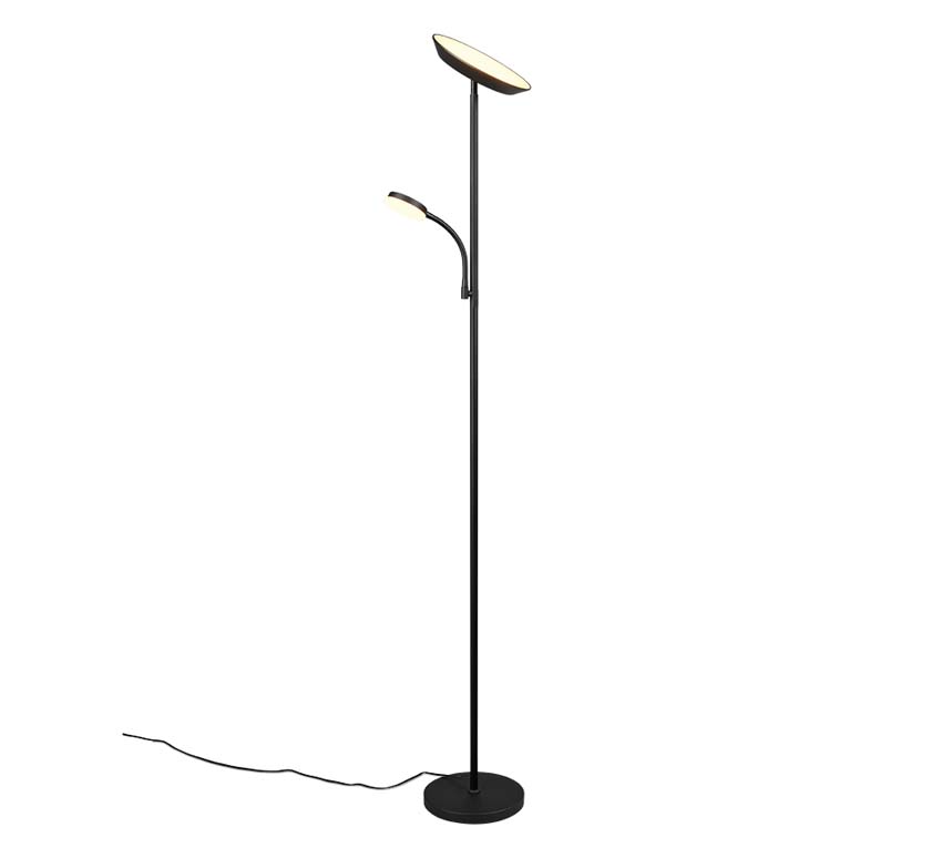 Lampadaire avec liseuse - noir - Ø25xH178cm - dimmable - LED - 1x17W + 1x4,5W - 2700/4000/6500K
