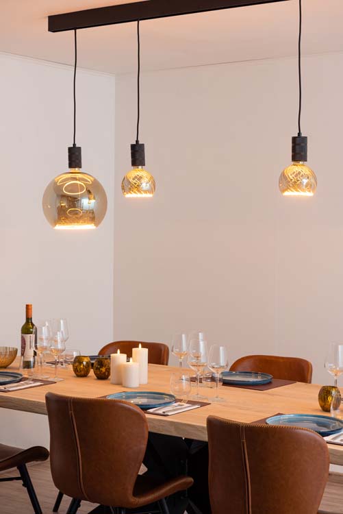 Rail lumineux design Béa noir set 1,8m 4 lustres E27 2x6W 2x8W