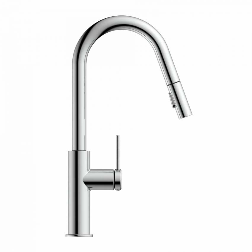Robinet de cuisine Wasserwerk WK 13 Curve chrome mat avec bec extractible