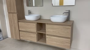 Badkamermeubel Bella eiklook 1500 mm dubbele wastafel wit mat Badkamermeubel Bella eiklook 1500 mm dubbele wastafel wit mat