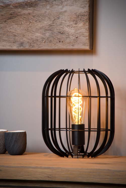 Lampe de table - Ø 22 cm - 1xE27 - Noir