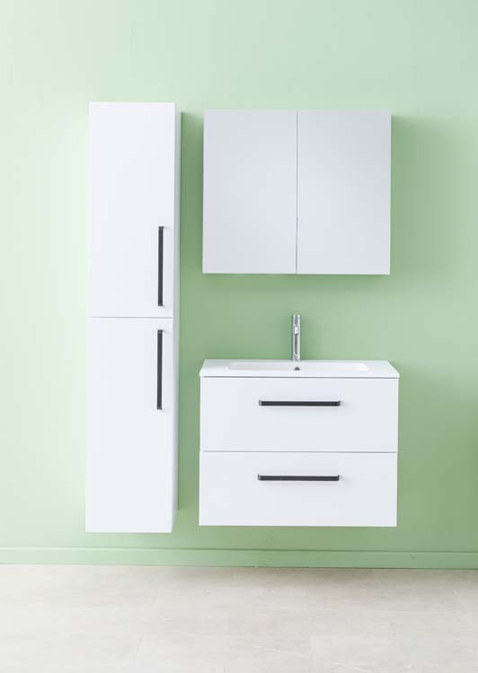 Meuble de salle de bain Bison laqué blanc mat 800 mm lavabo mat